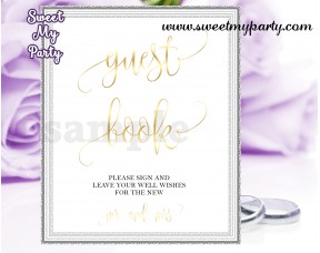 Wedding Guest Book Sign,Wedding Gold Guest Book sign,(025w)